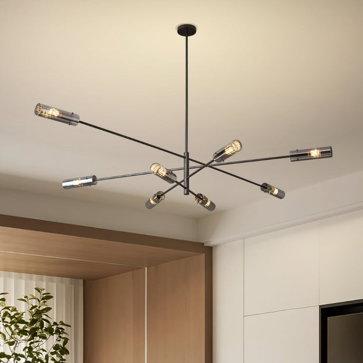MAIA Modern Black Chandelier Sleek Brass Lighting Fixture for Contemporary Interiors