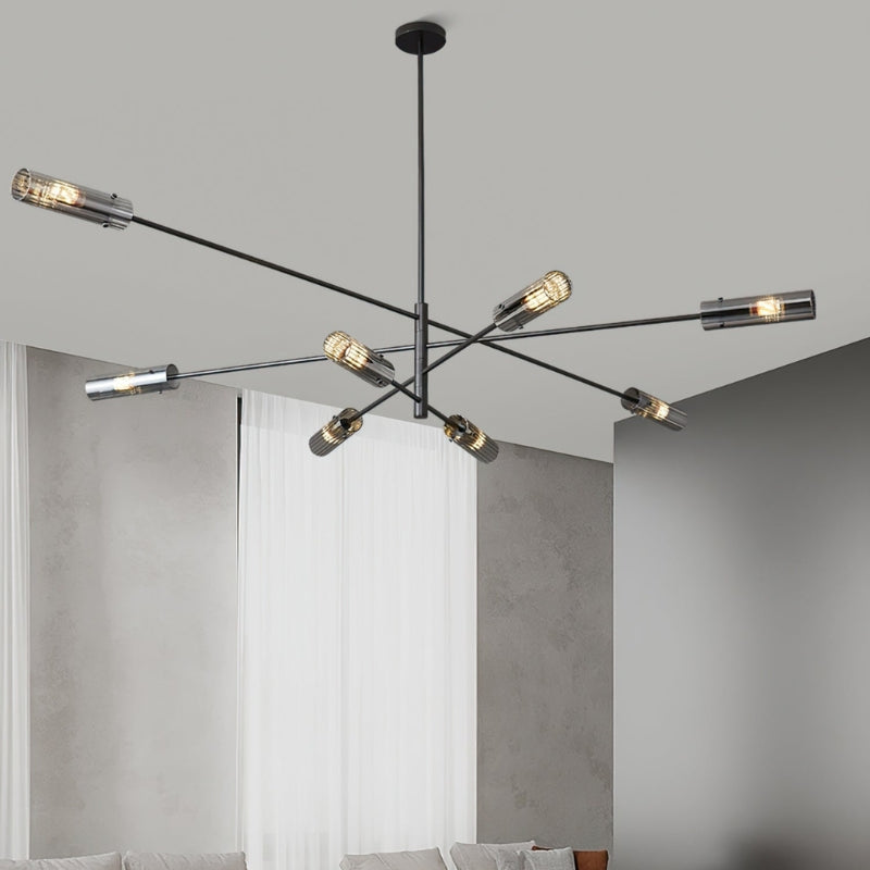 MAIA Modern Black Chandelier Sleek Brass Lighting Fixture for Contemporary Interiors
