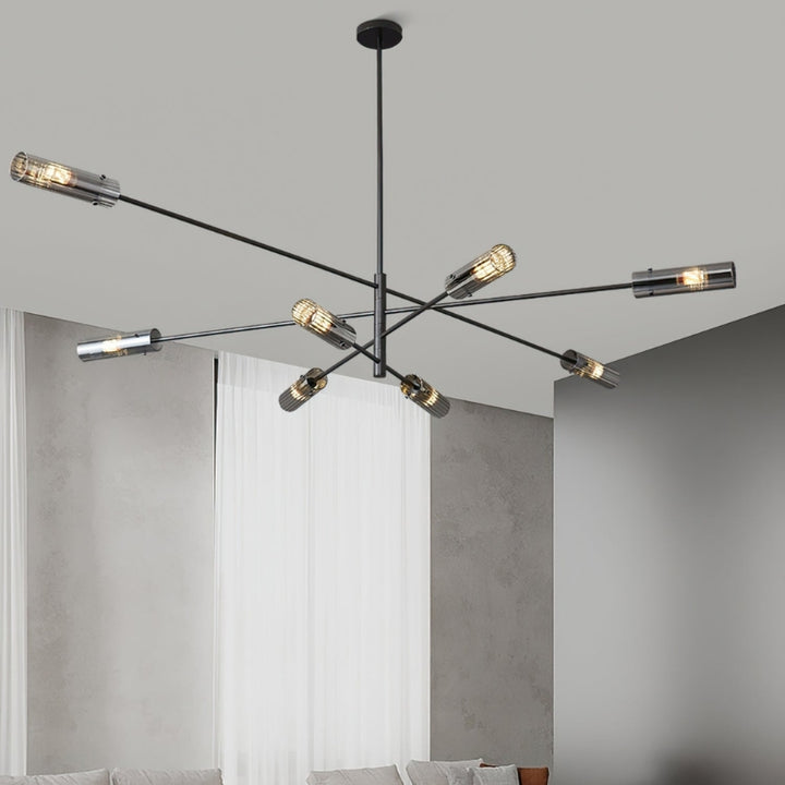MAIA Modern Black Chandelier Sleek Brass Lighting Fixture for Contemporary Interiors