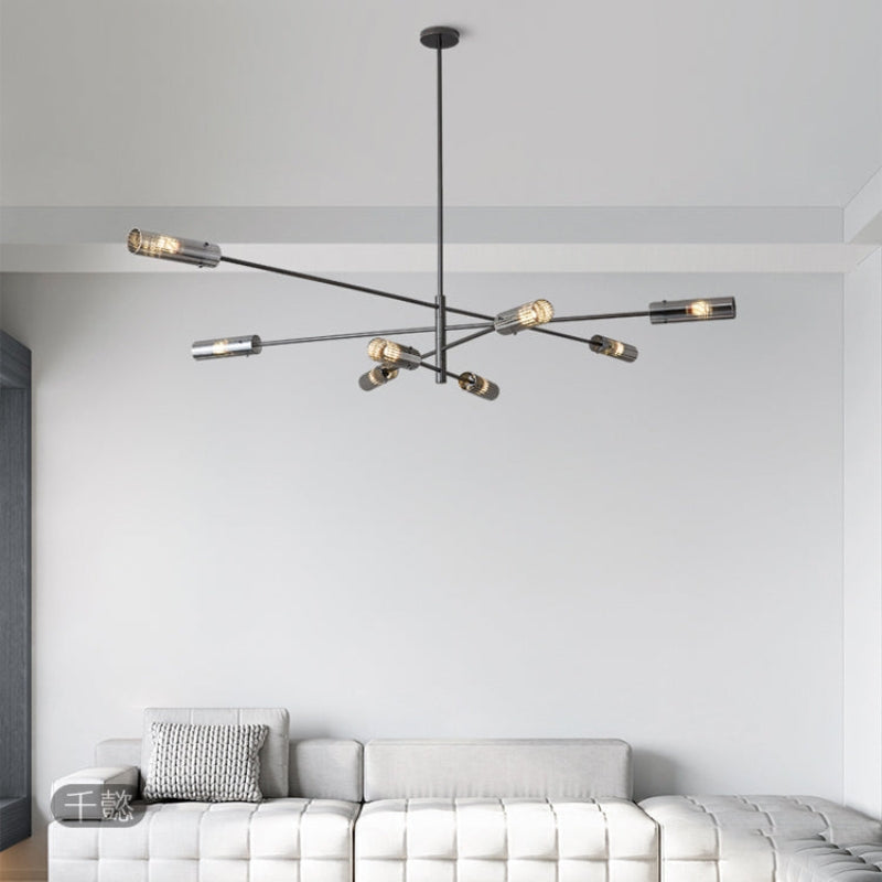 MAIA Modern Black Chandelier Sleek Brass Lighting Fixture for Contemporary Interiors