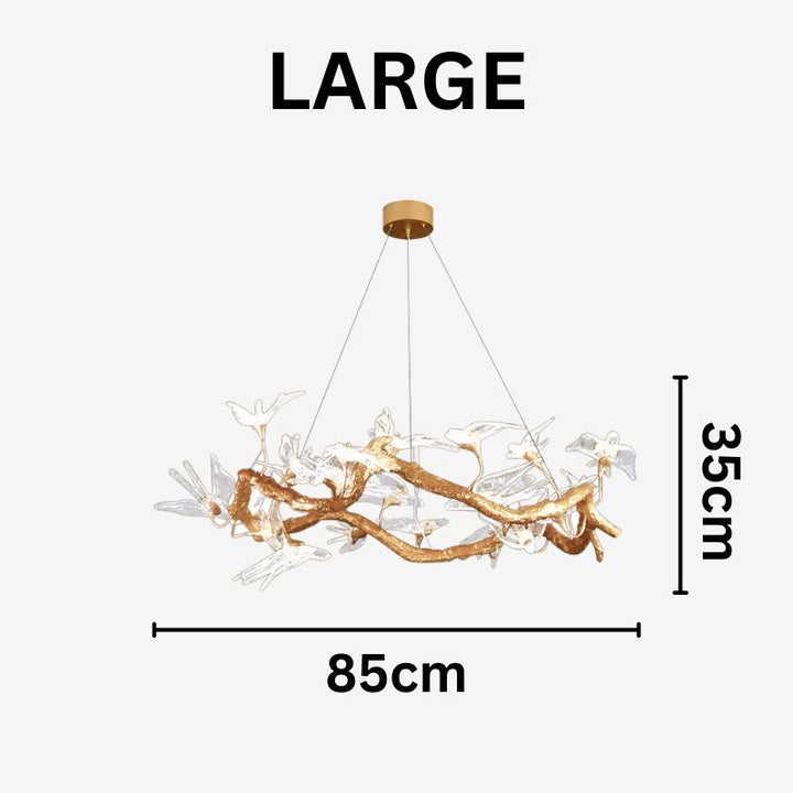 MALKA Artistic Glass Sculptural Brass Bird Chandelier