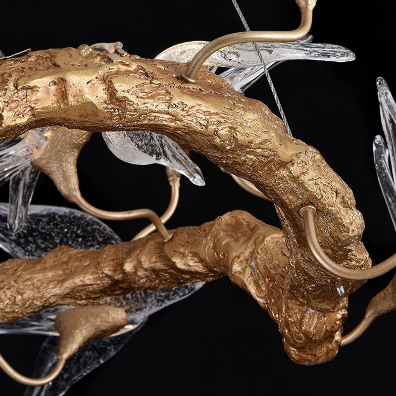 MALKA Artistic Glass Sculptural Brass Bird Chandelier