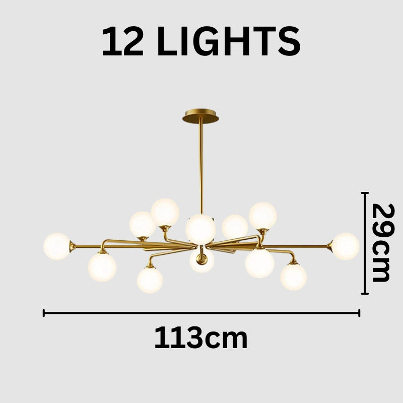 MARA Glass Artistic Modern Gold White Chandelier