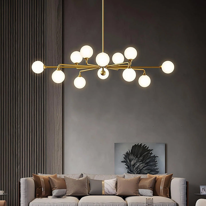 MARA Glass Artistic Modern Gold White Chandelier