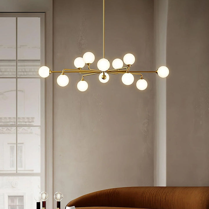 MARA Glass Artistic Modern Gold White Chandelier