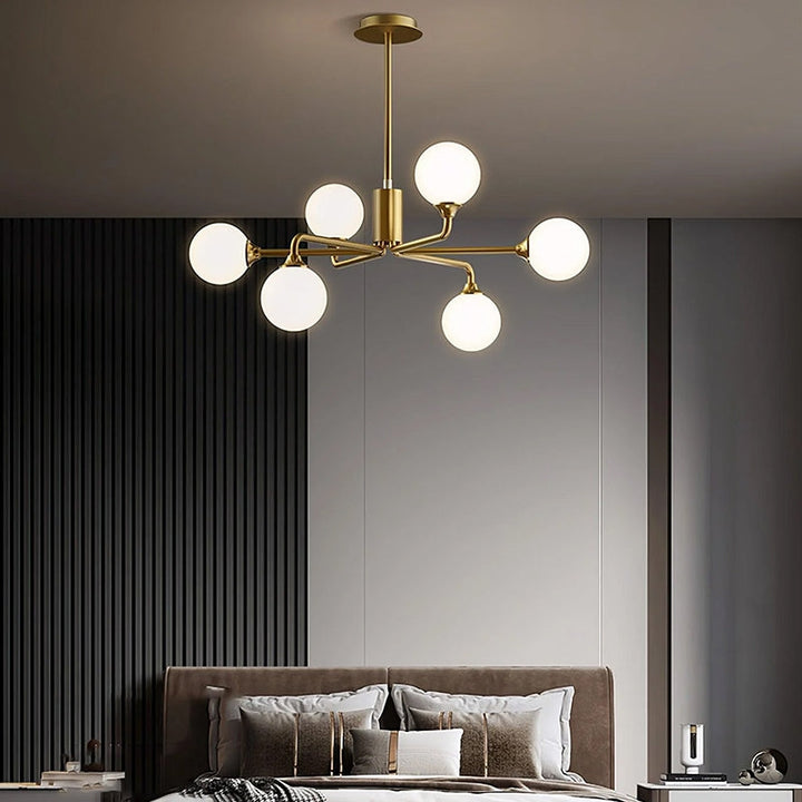 MARA Glass Artistic Modern Gold White Chandelier
