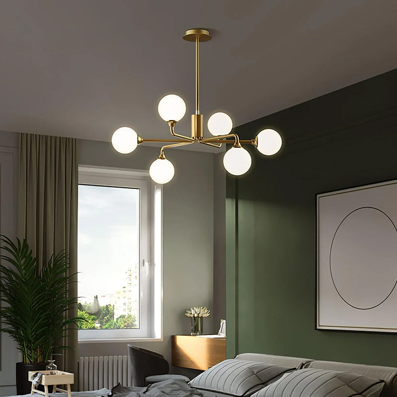 MARA Glass Artistic Modern Gold White Chandelier