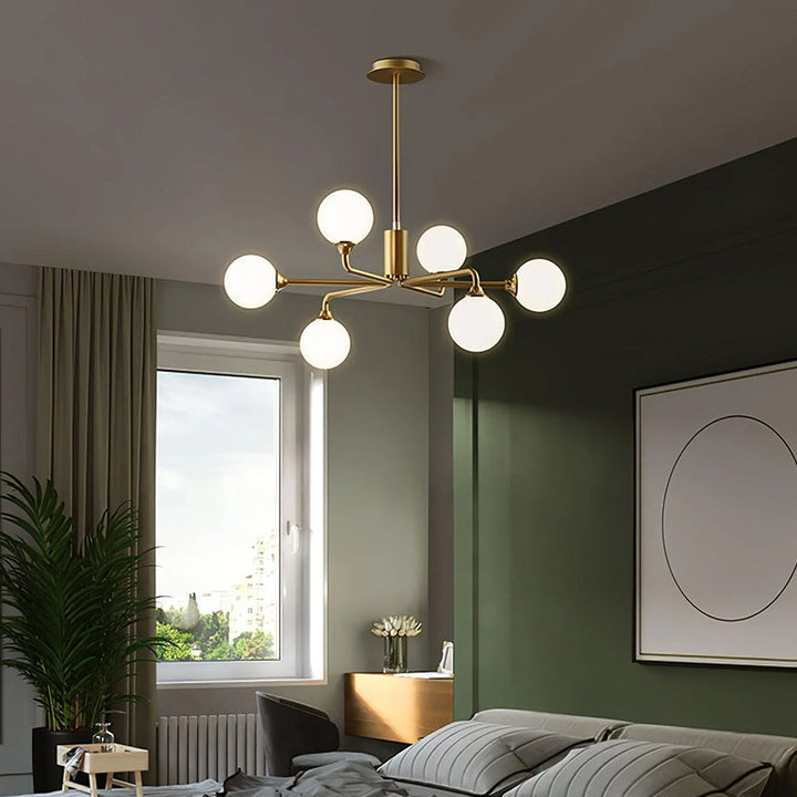 MARA Glass Artistic Modern Gold White Chandelier