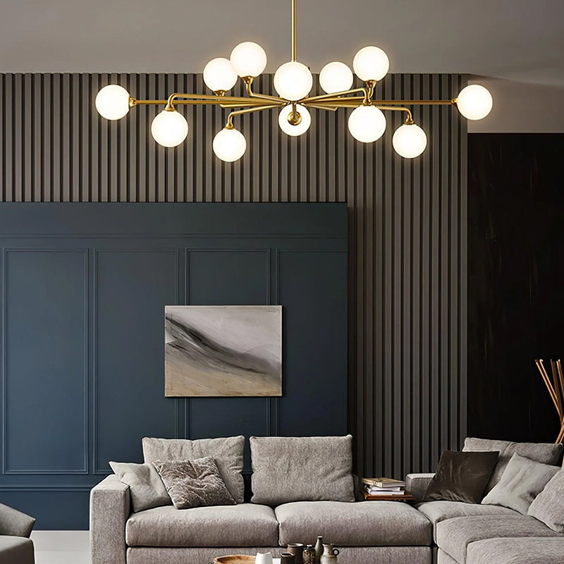 MARA Glass Artistic Modern Gold White Chandelier