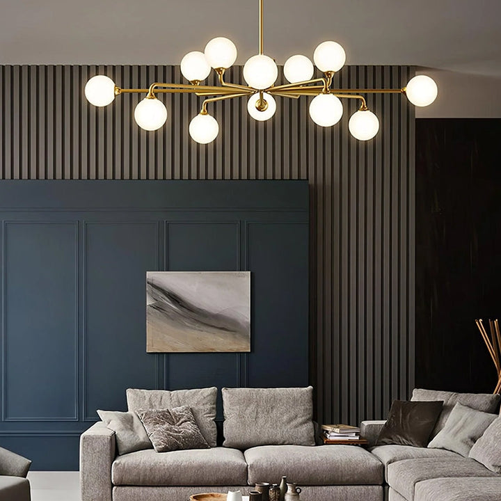 MARA Glass Artistic Modern Gold White Chandelier