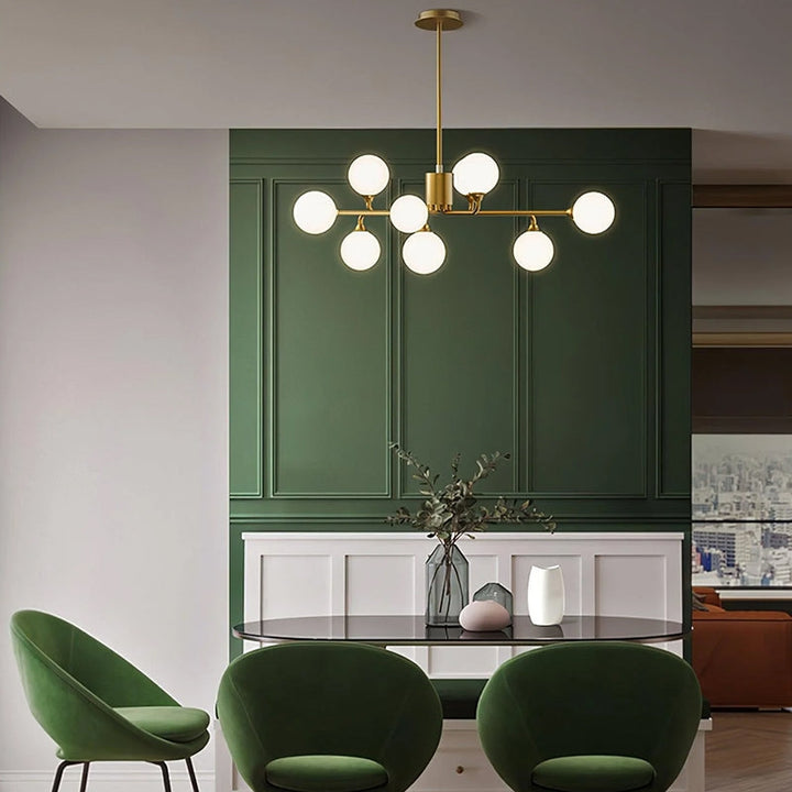 MARA Glass Artistic Modern Gold White Chandelier