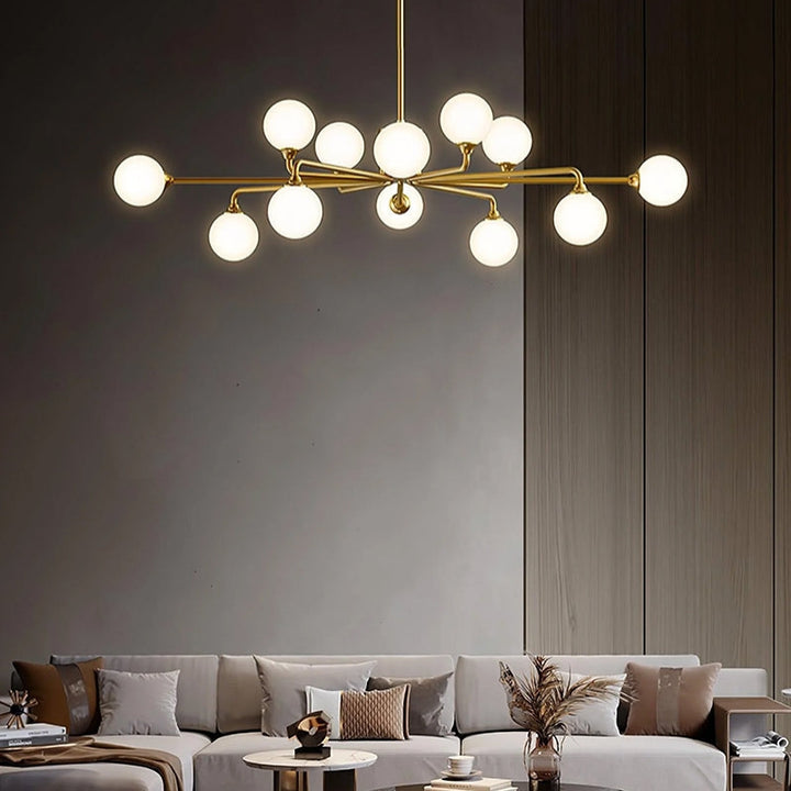 MARA Glass Artistic Modern Gold White Chandelier