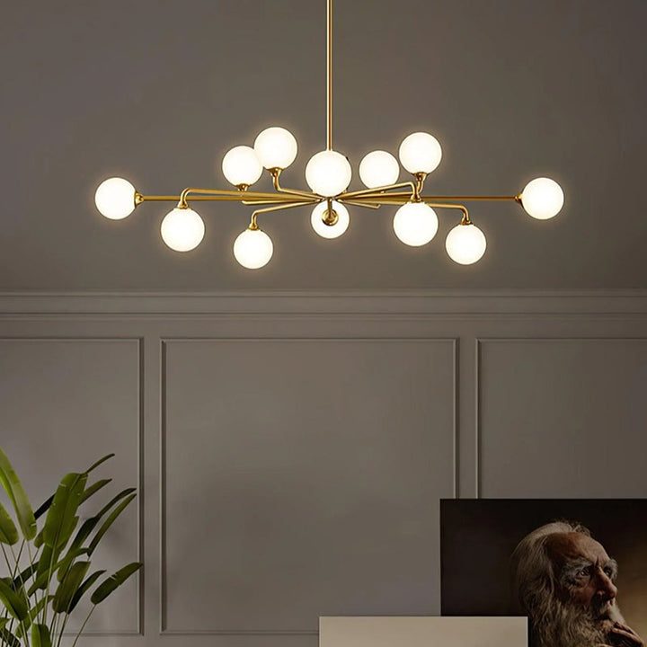 MARA Glass Artistic Modern Gold White Chandelier