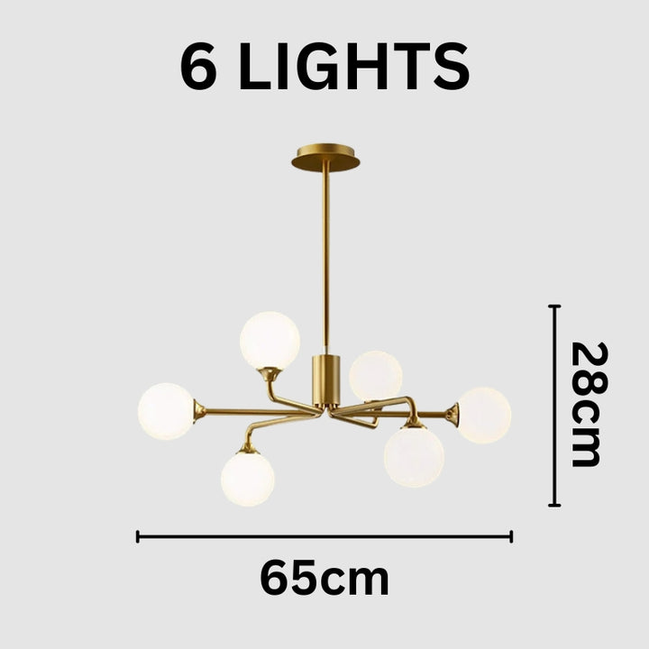 MARA Glass Artistic Modern Gold White Chandelier