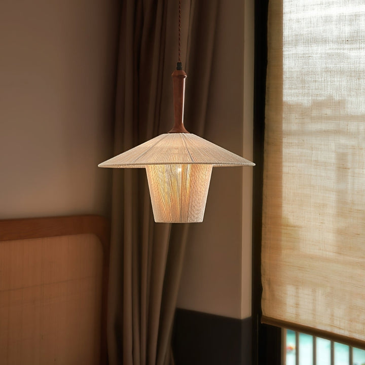 MEL Cotton Wooden Frame Pendant Lamp