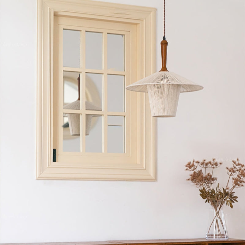 MEL Cotton Wooden Frame Pendant Lamp