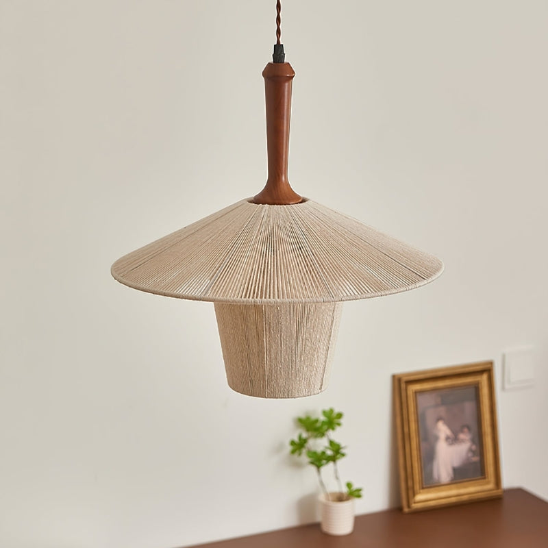 MEL Cotton Wooden Frame Pendant Lamp