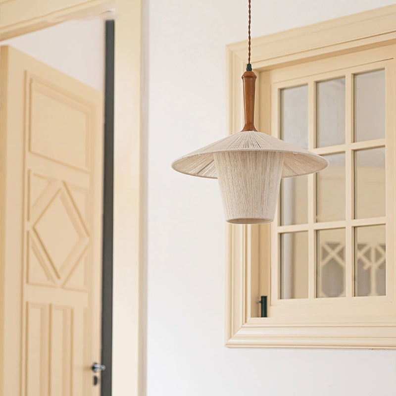 MEL Cotton Wooden Frame Pendant Lamp