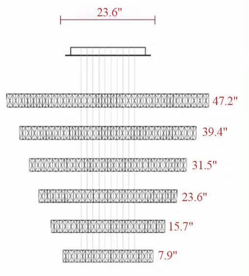 Measurement chart showing various lengths in inches on a white background
