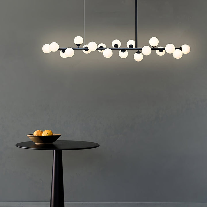 Milk Glass Black and White Linear Chandelier