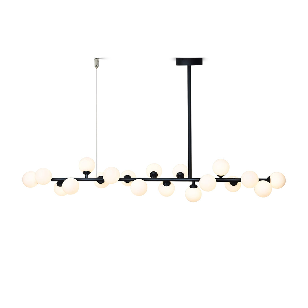 Milk Glass Black and White Linear Chandelier