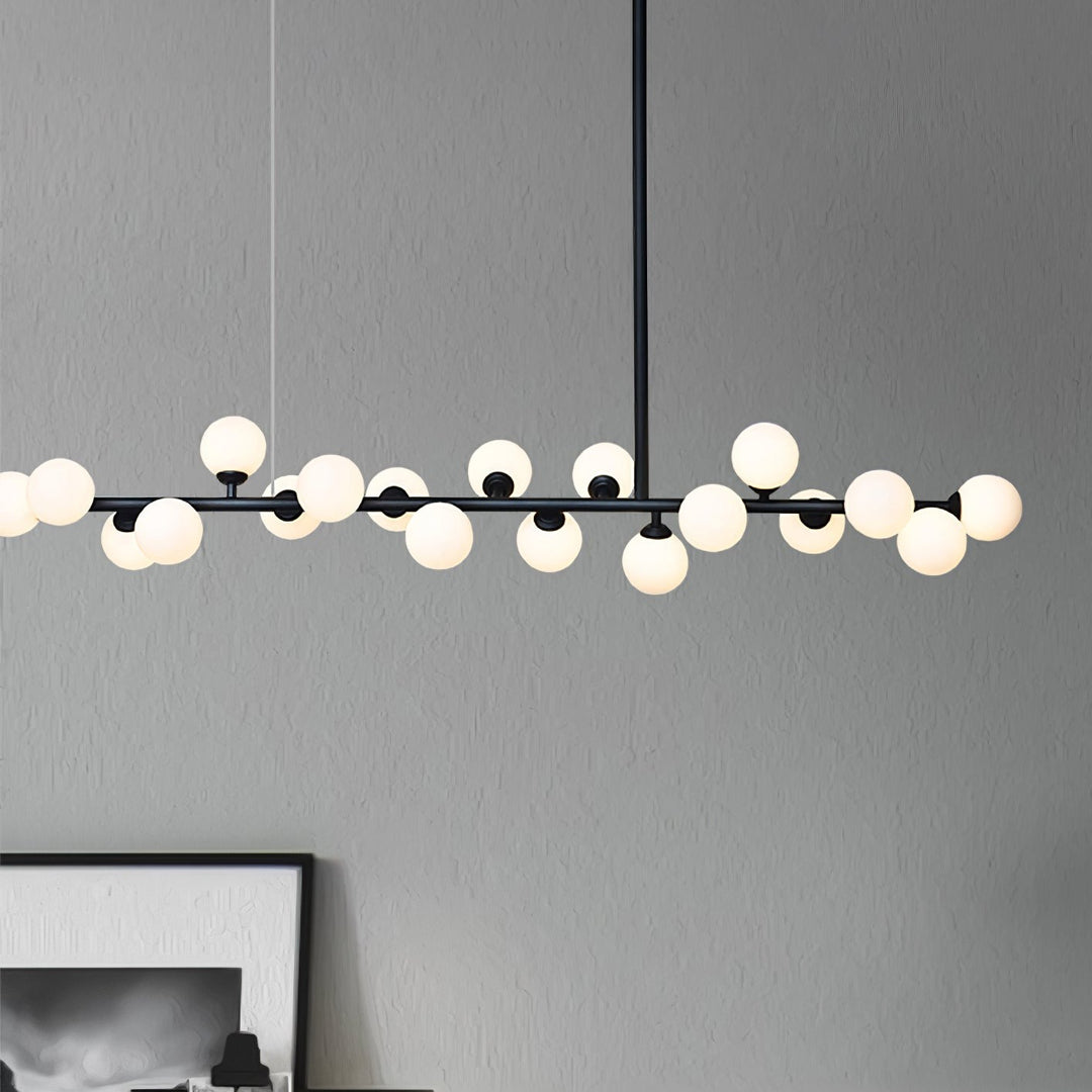 Milk Glass Black and White Linear Chandelier