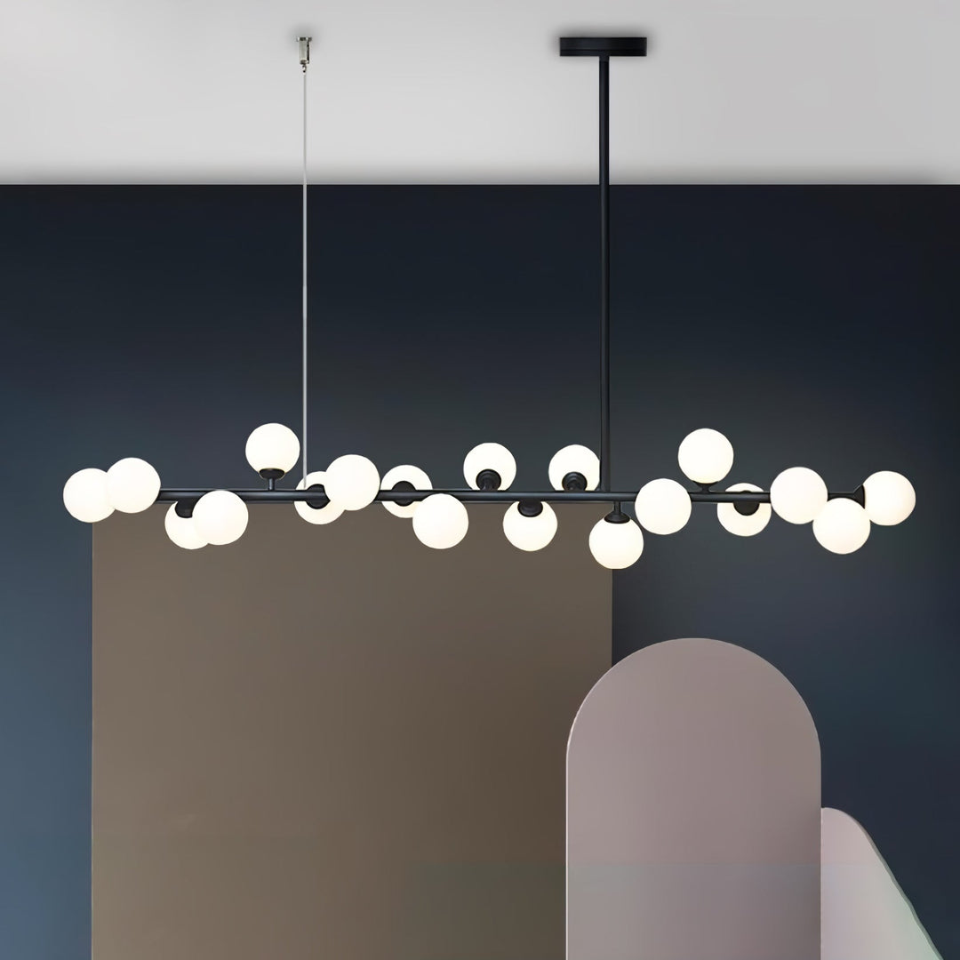 Milk Glass Black and White Linear Chandelier