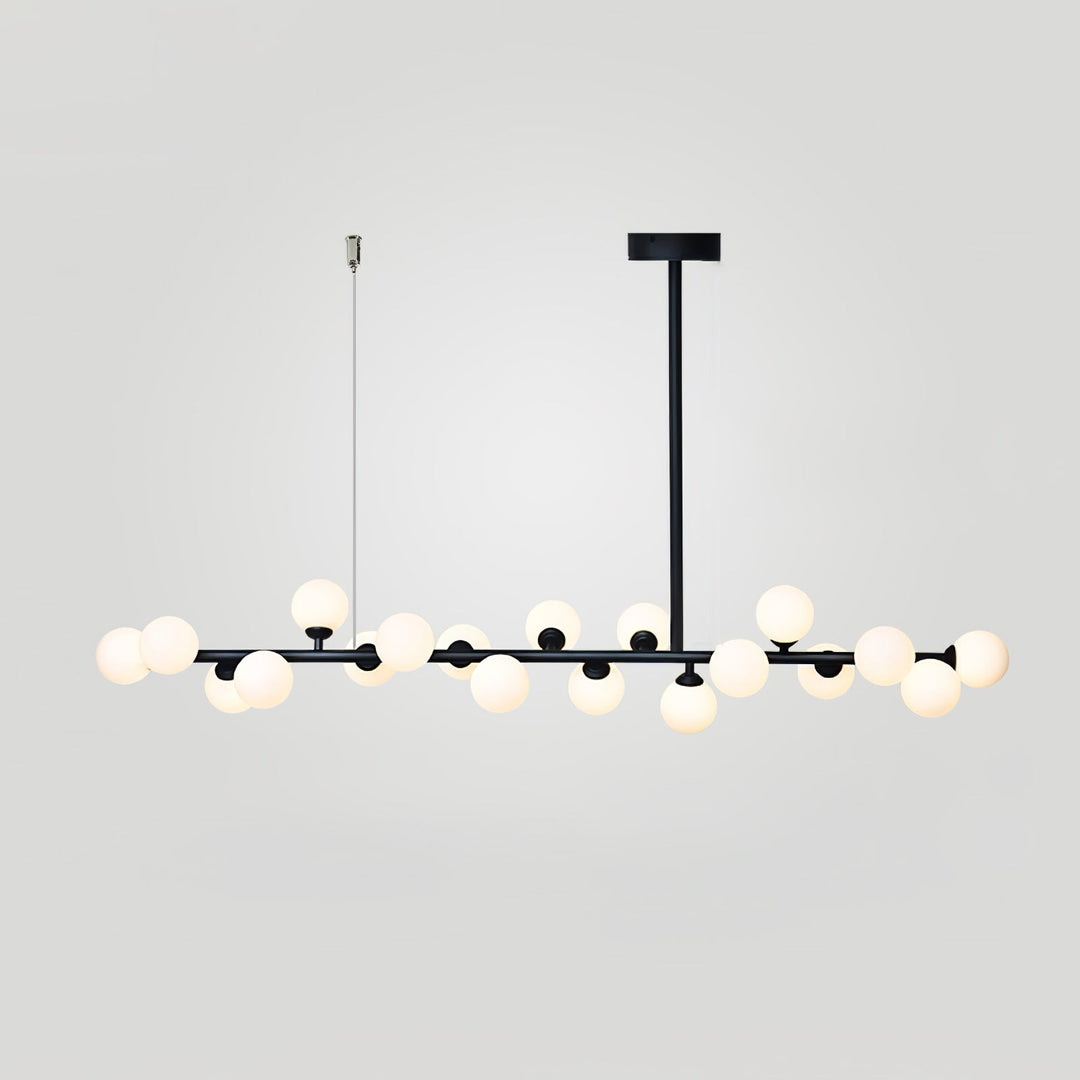 Milk Glass Black and White Linear Chandelier