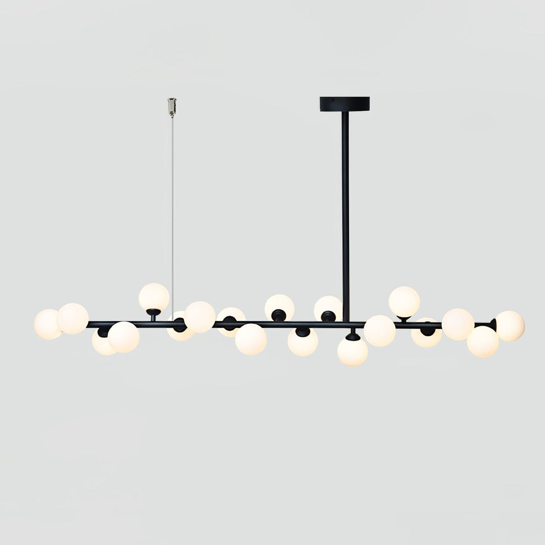 Milk Glass Black and White Linear Chandelier