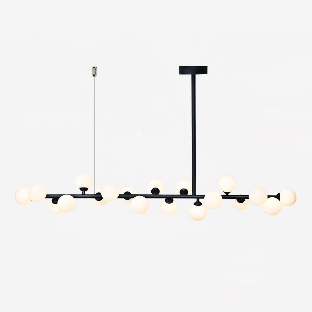 Milk Glass Black and White Linear Chandelier