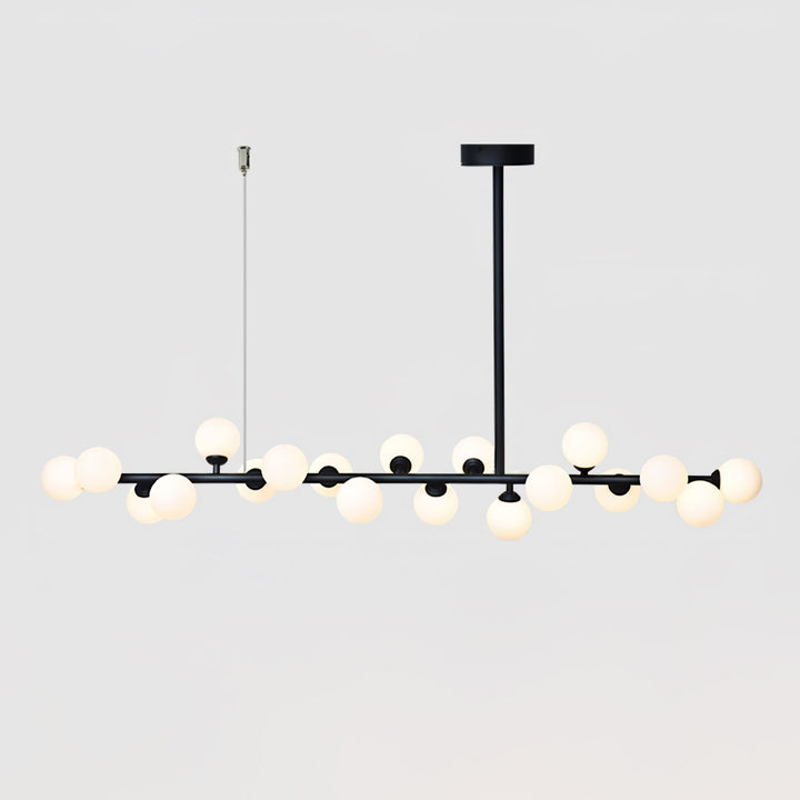 Milk Glass Black and White Linear Chandelier