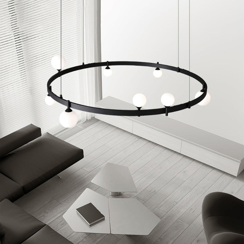 ROMANE Modern Black Round Statement Lighting Dining Rooms Chandelier