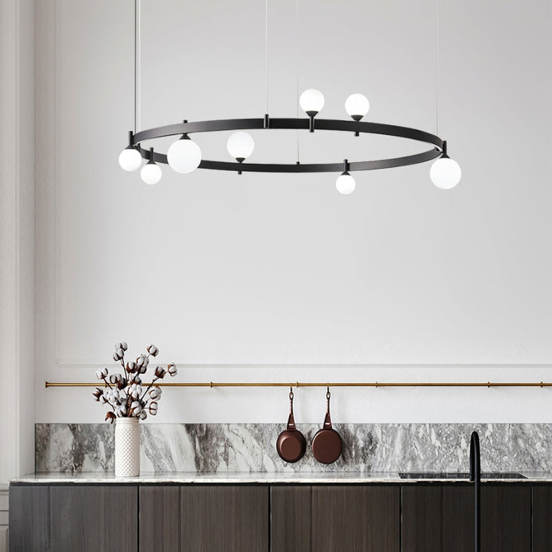 ROMANE Modern Black Round Statement Lighting Dining Rooms Chandelier