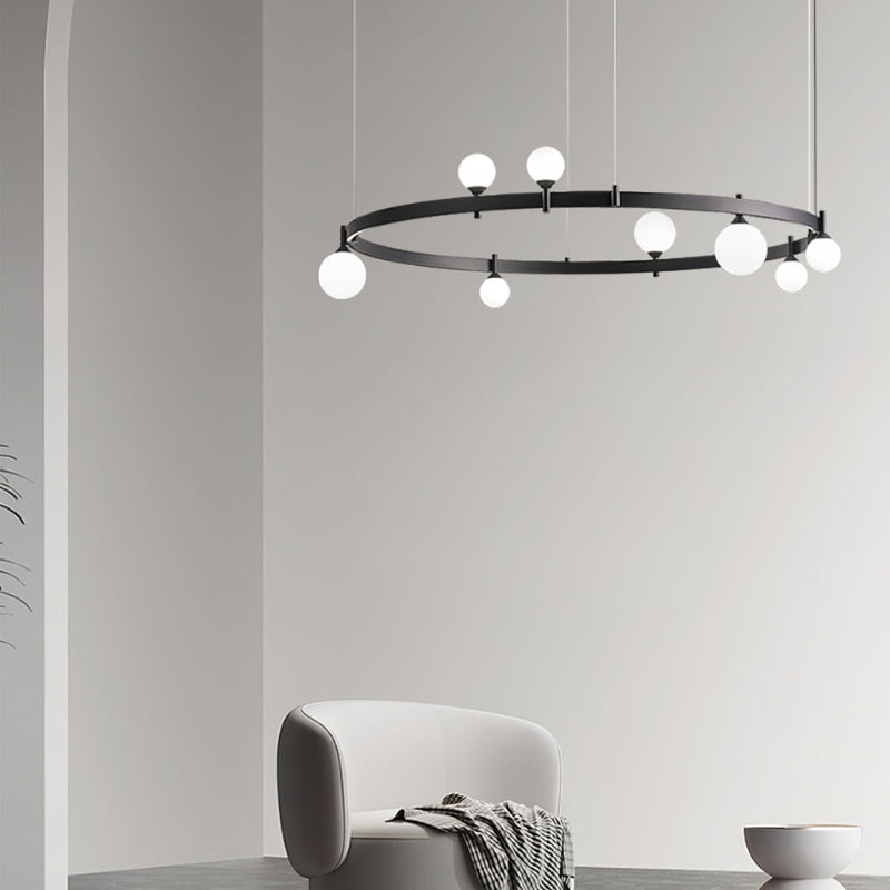 ROMANE Modern Black Round Statement Lighting Dining Rooms Chandelier