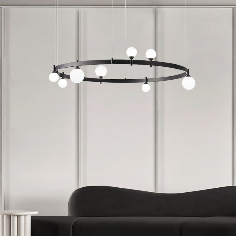 ROMANE Modern Black Round Statement Lighting Dining Rooms Chandelier