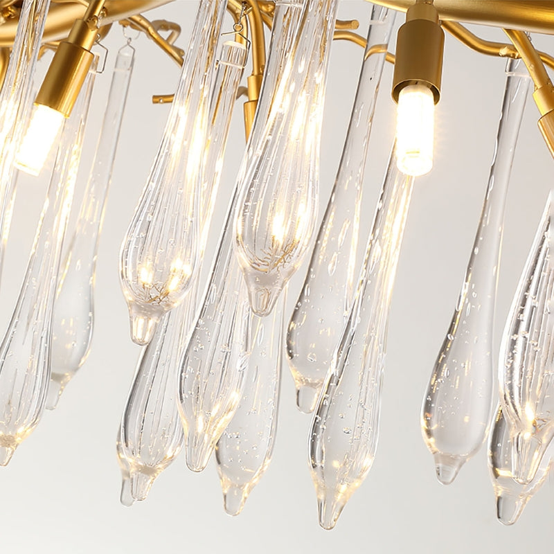 NEVE Modern Brass Handblown Crystal Drops Lighting Chandelier