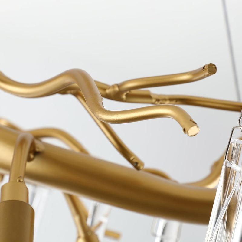 NEVE Modern Brass Handblown Crystal Drops Lighting Chandelier