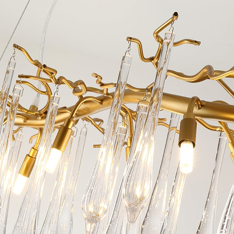 NEVE Modern Brass Handblown Crystal Drops Lighting Chandelier