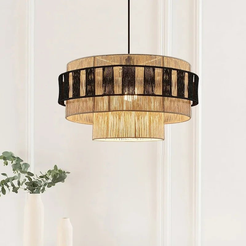 NOA Vintage Hemp Rope Pendant Light – Retro Industrial Rope Pendant Lamp