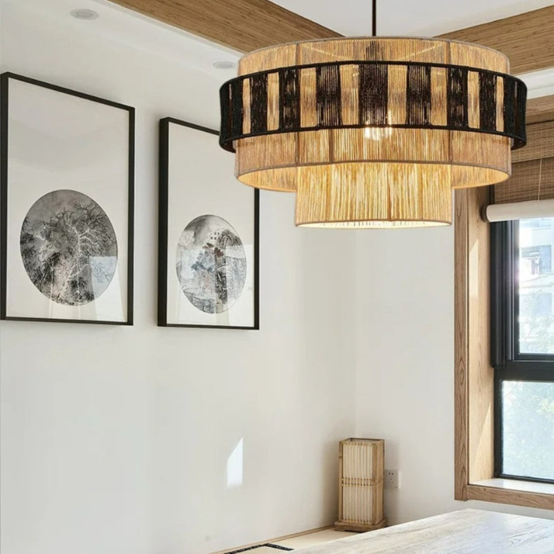 NOA Vintage Hemp Rope Pendant Light – Retro Industrial Rope Pendant Lamp