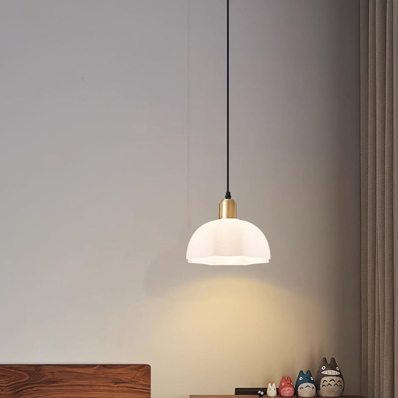 NOELLE Modern White Acrylic Brass Finish Pendant Light