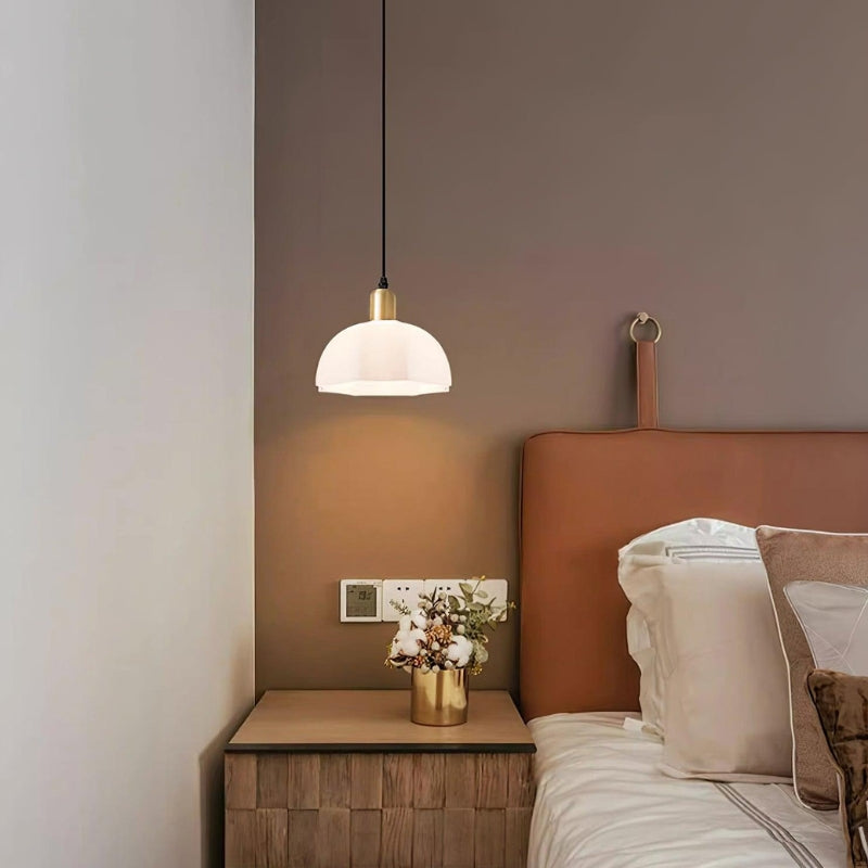 NOELLE Modern White Acrylic Brass Finish Pendant Light