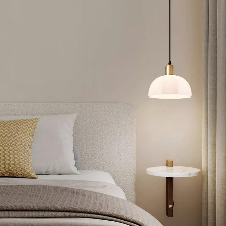 NOELLE Modern White Acrylic Brass Finish Pendant Light