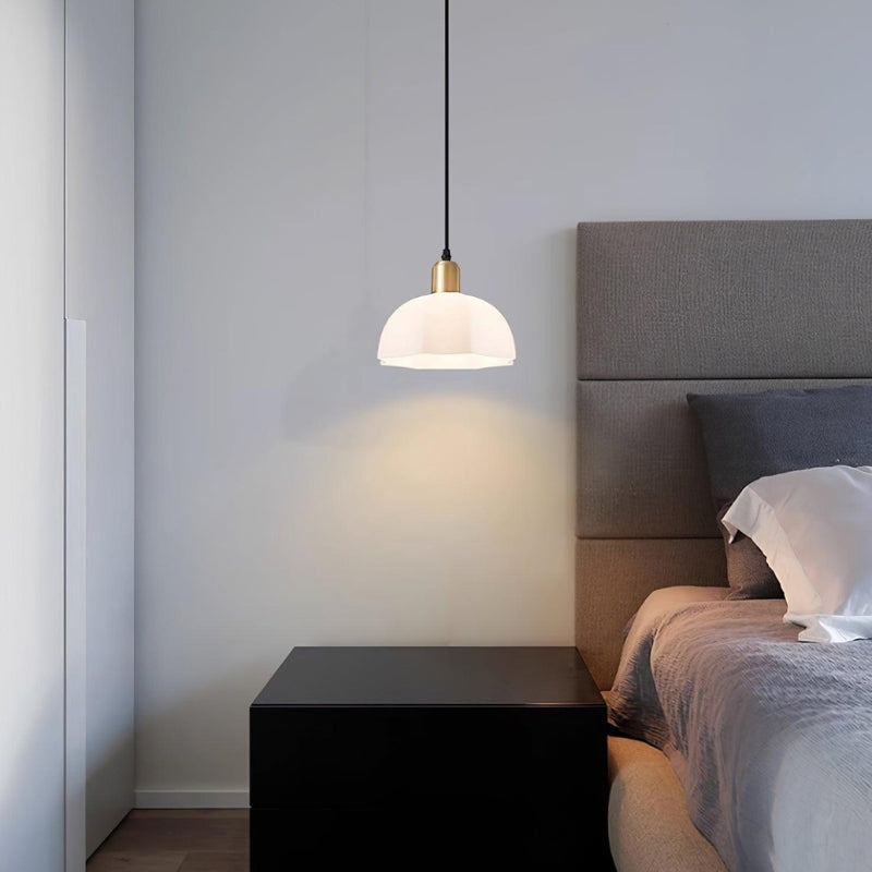 NOELLE Modern White Acrylic Brass Finish Pendant Light