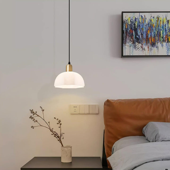 NOELLE Modern White Acrylic Brass Finish Pendant Light