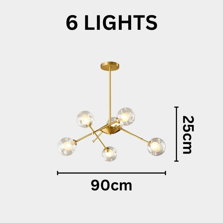 NYLAH Modern Brass Globe Contemporary Artistic Design Chandelier