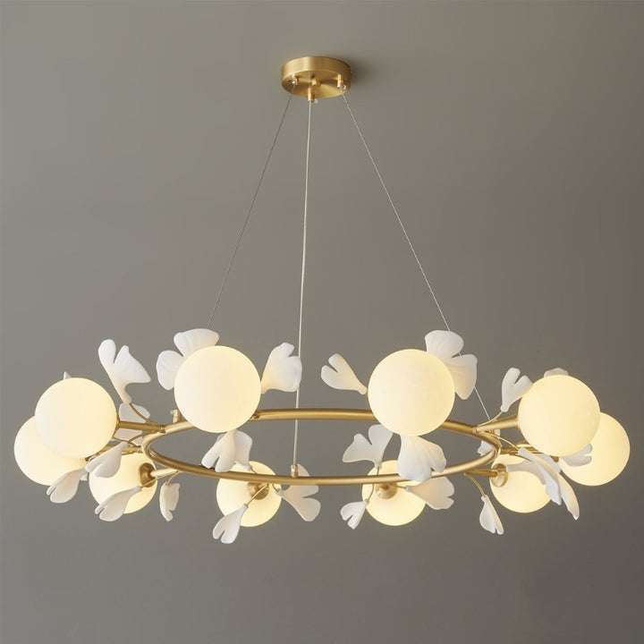 PAULY Glass Retro Leaf Round Chandelier