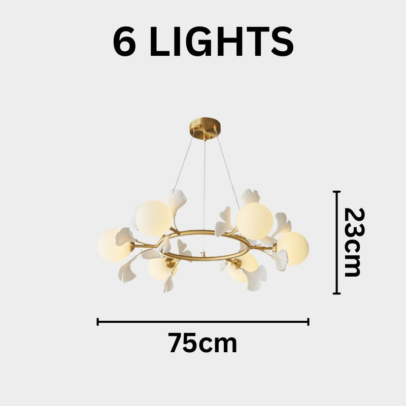 PAULY Glass Retro Leaf Round Chandelier