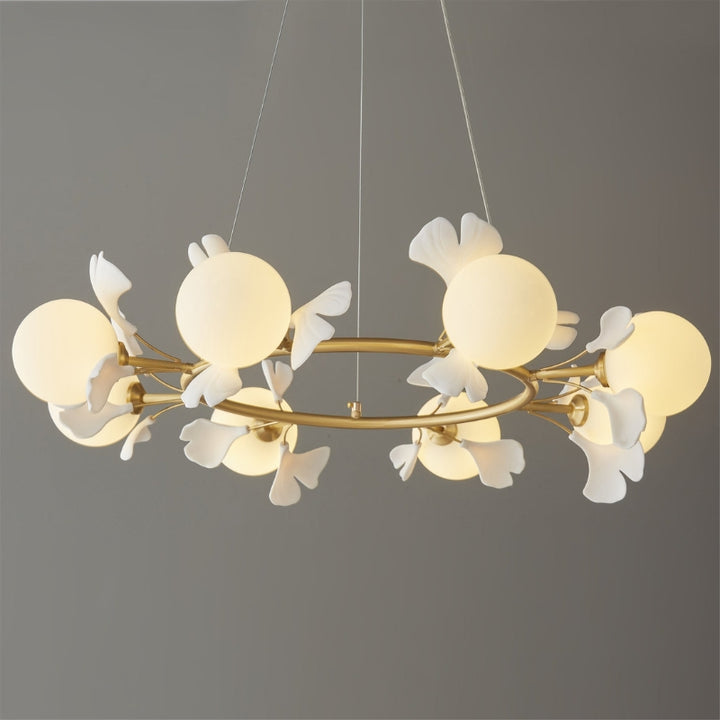 PAULY Glass Retro Leaf Round Chandelier