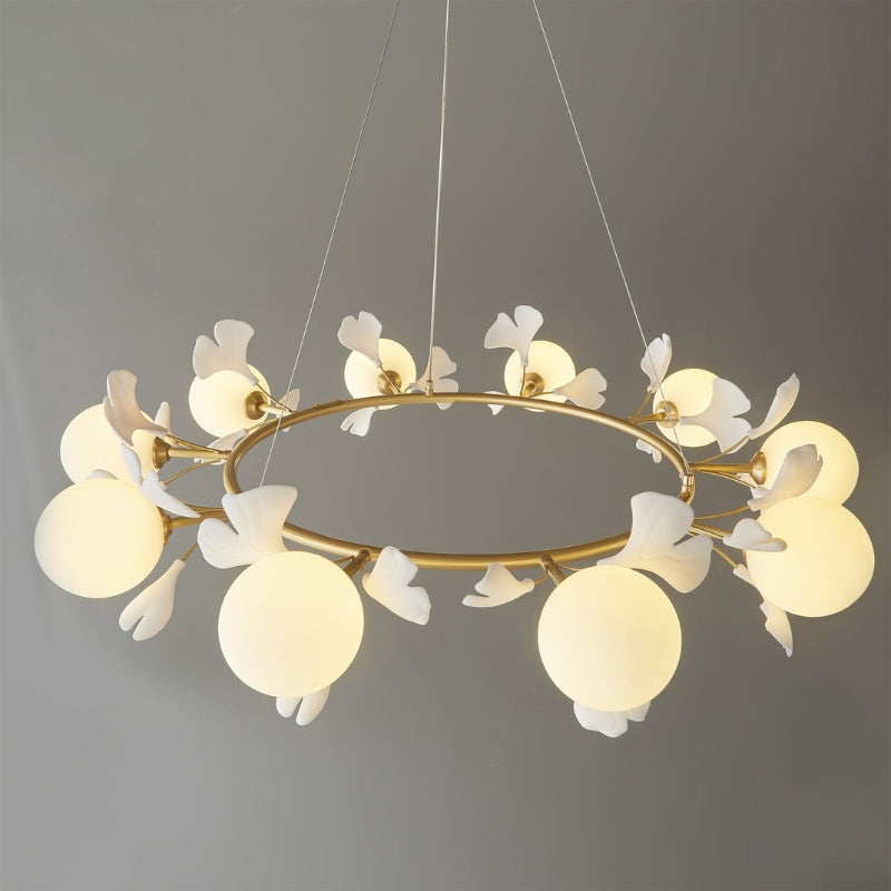 PAULY Glass Retro Leaf Round Chandelier